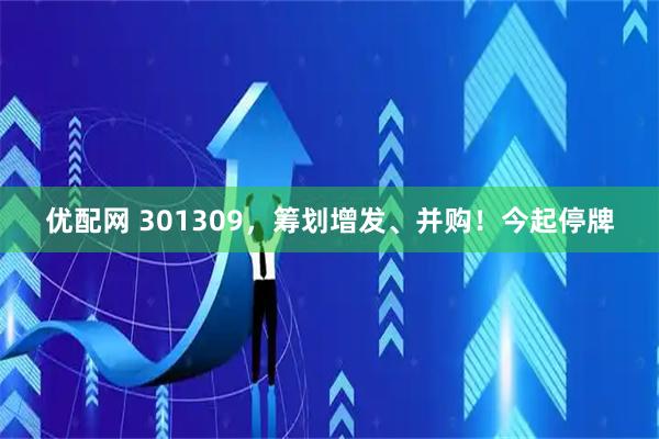 优配网 301309，筹划增发、并购！今起停牌